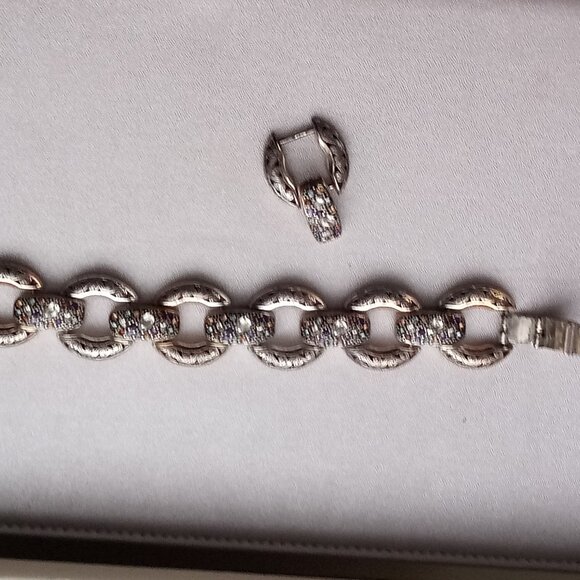 Brighton Crystal Voyage “Trust Your Journey” Link Bracelet Silver Tone Chunky - Picture 2 of 8